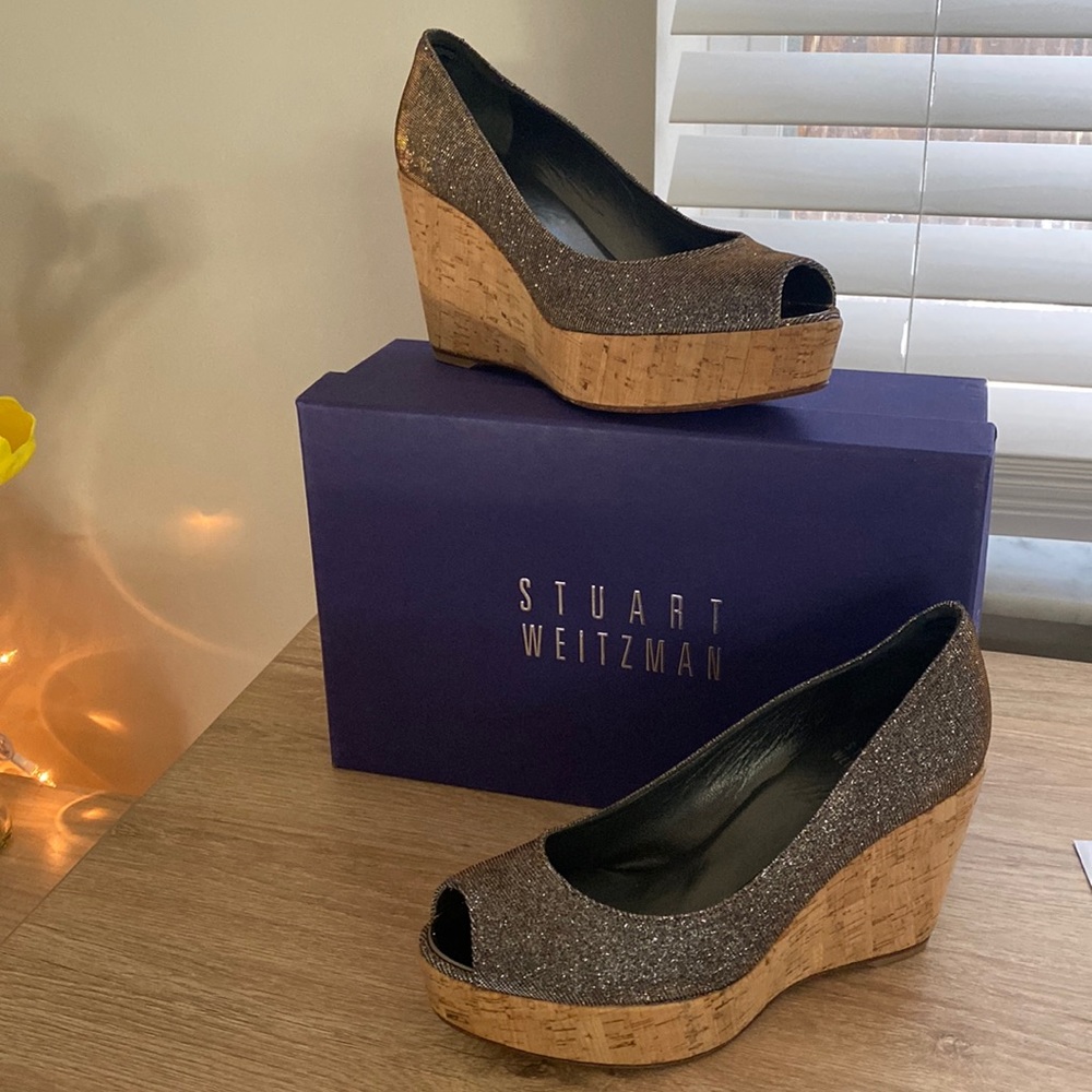 Stuart Weitzman New 6.5 Anna Wedge Subtle Sparkle